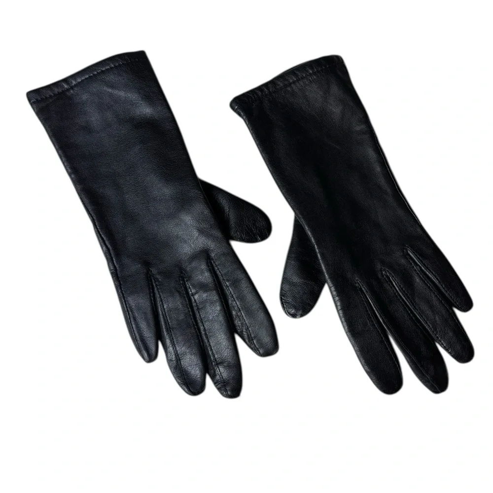 Elegant Fownes Black Leather Gloves Small 6.5 Retro